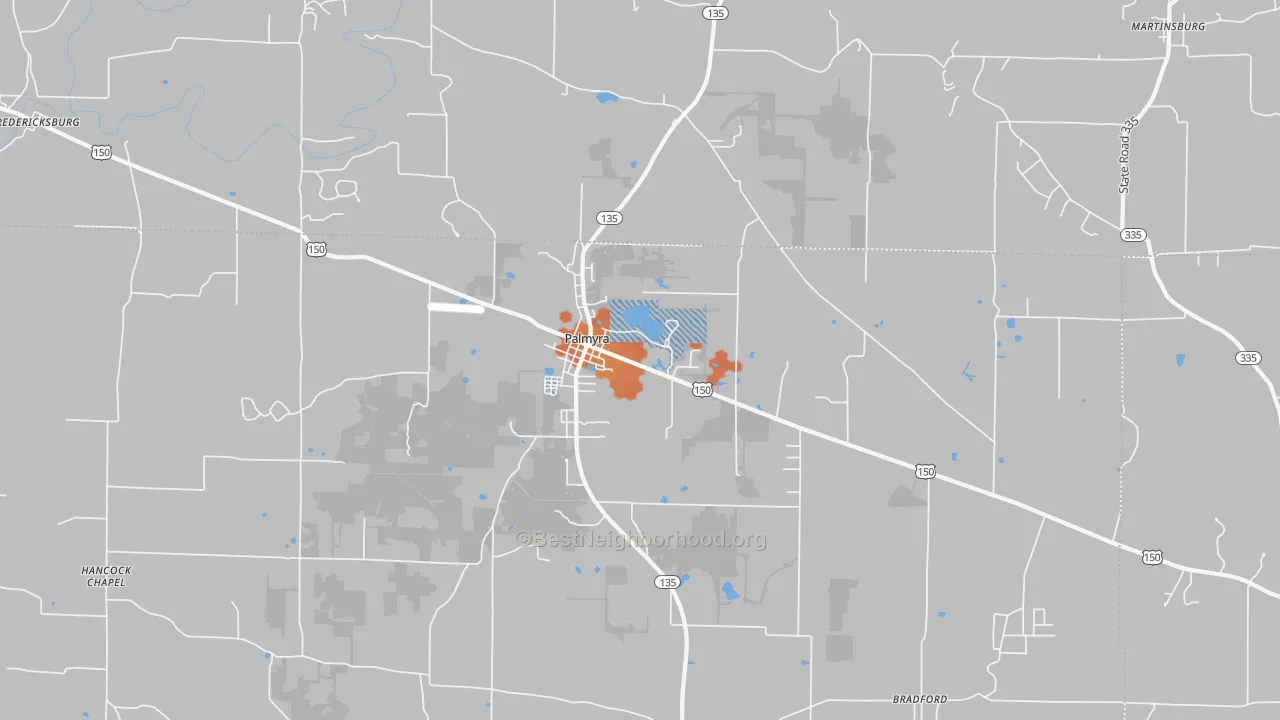 Bike Grade map of Palmyra, IN