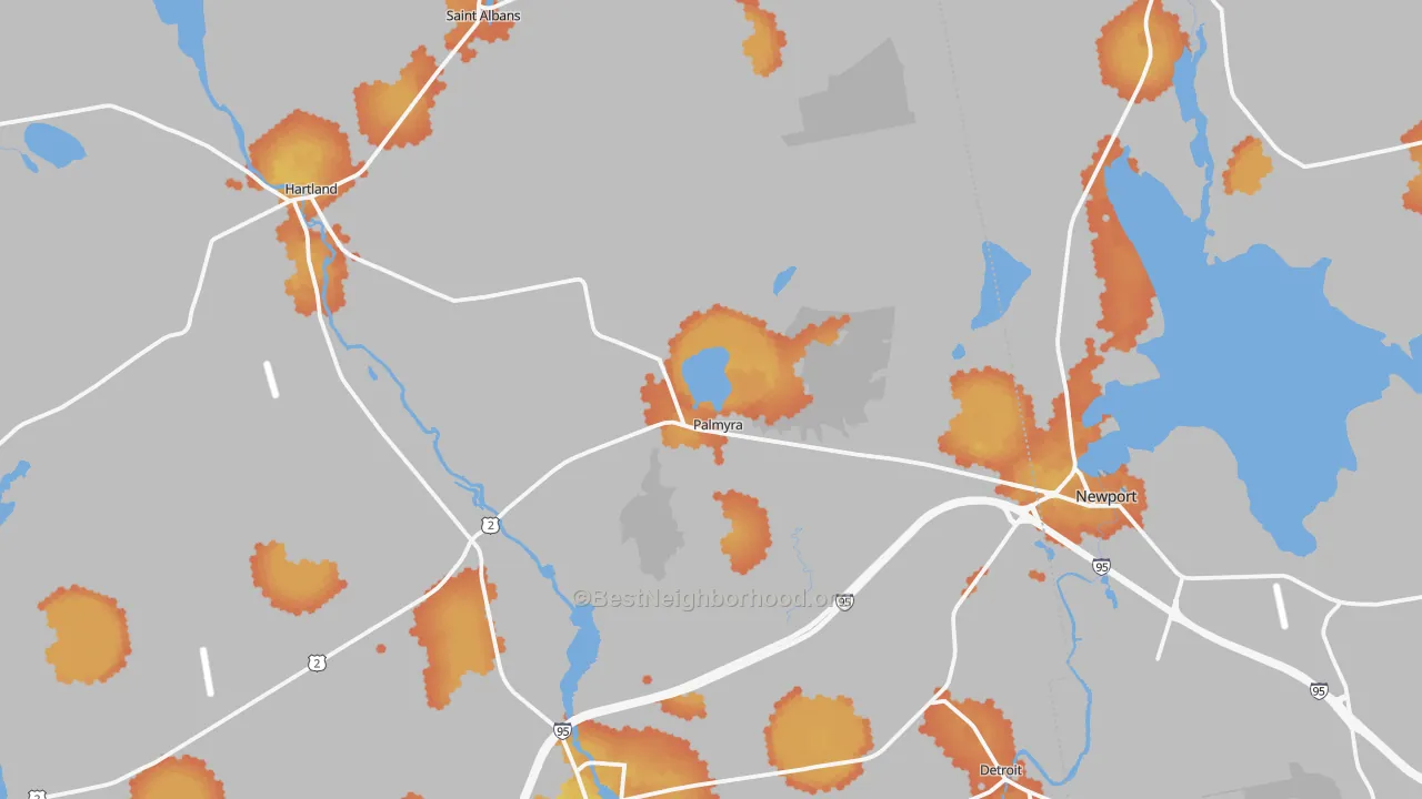 Bike Grade map of Palmyra, ME