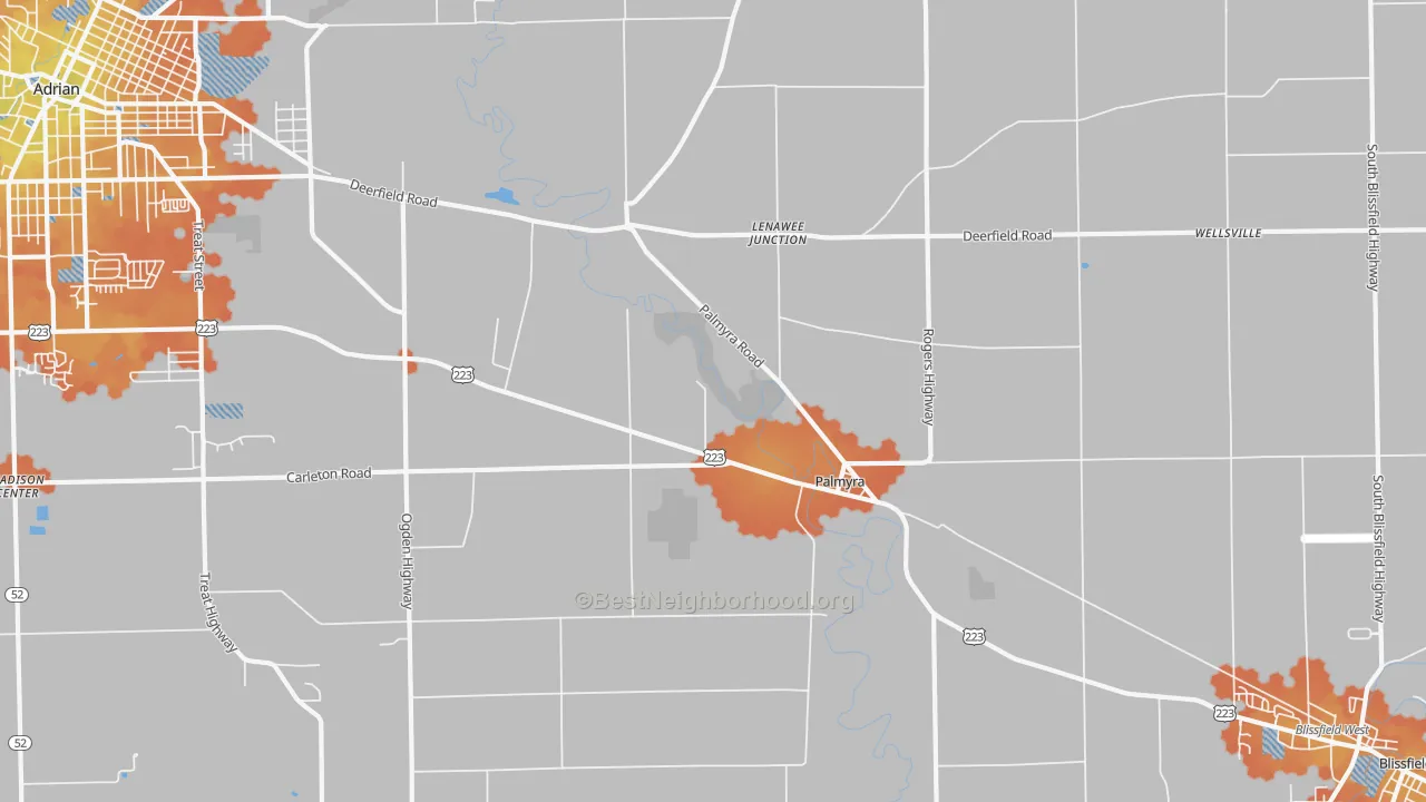 Bike Grade map of Palmyra, MI