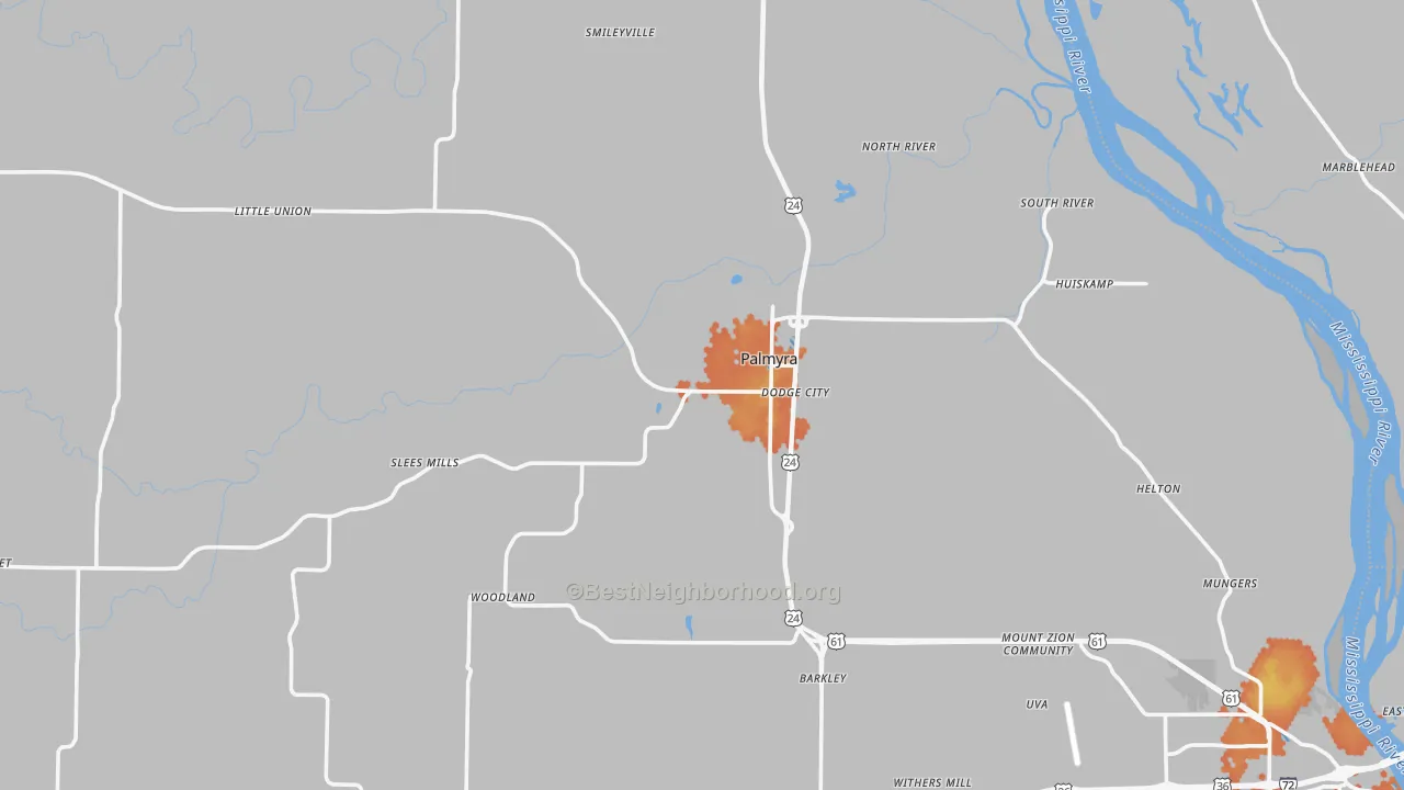Bike Grade map of Palmyra, MO