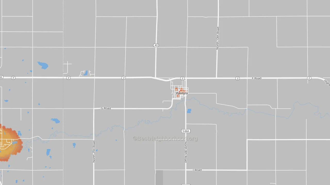 Bike Grade map of Palmyra, NE