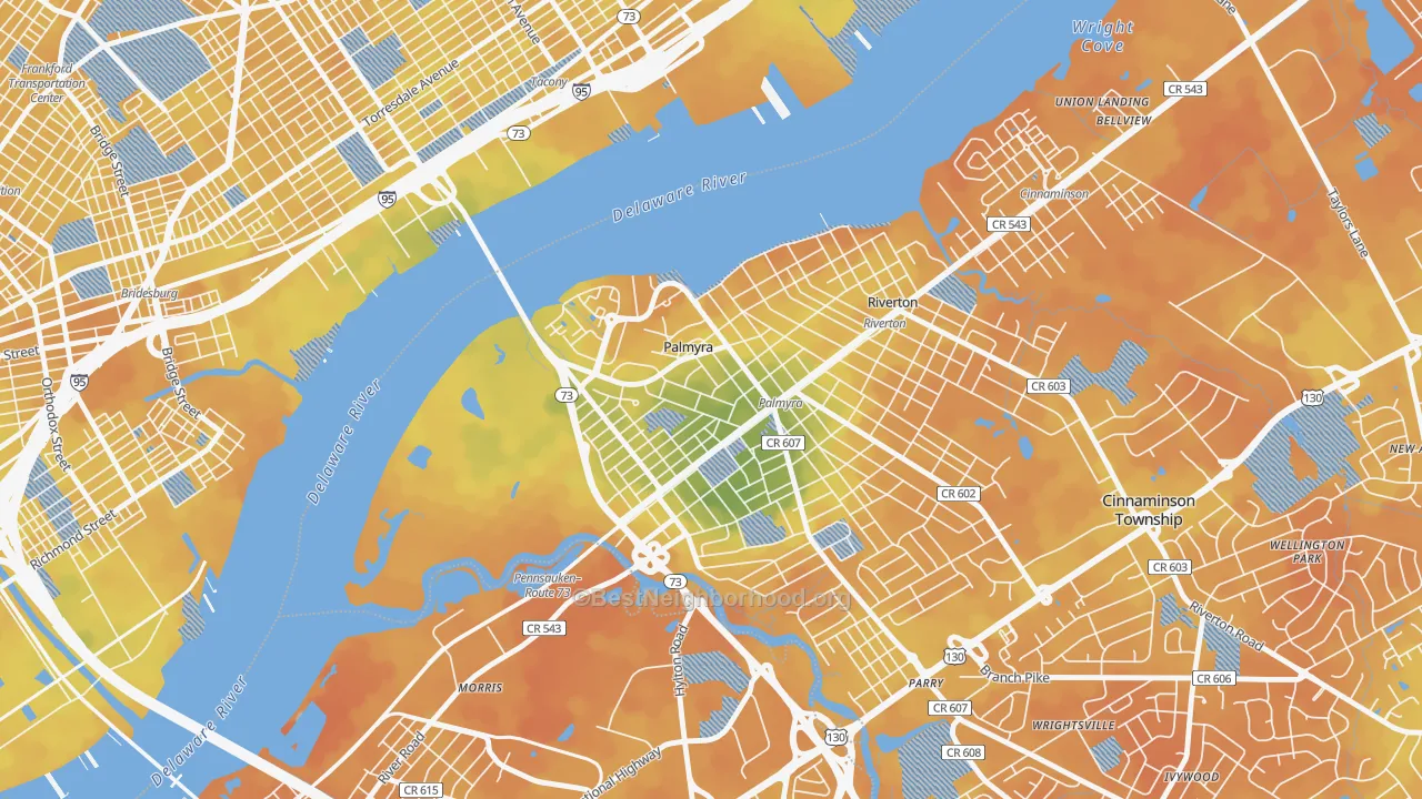 Bike Grade map of Palmyra, NJ