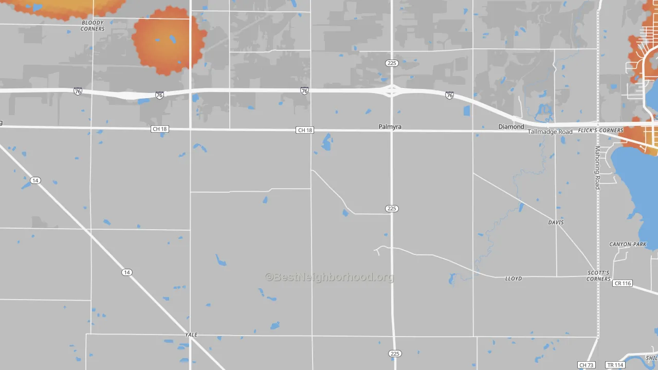 Bike Grade map of Palmyra, OH