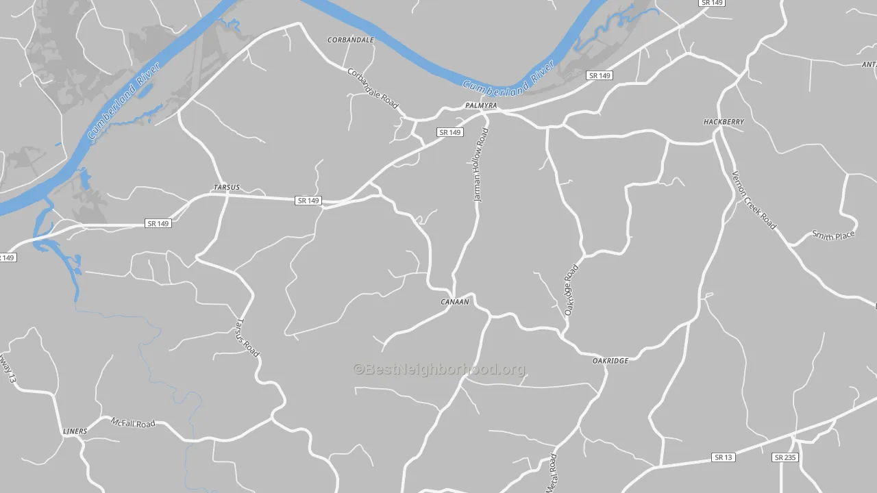 Bike Grade map of Palmyra, TN