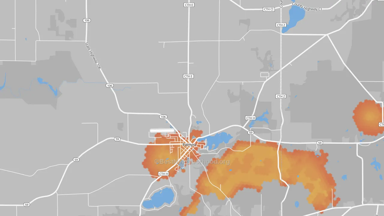 Bike Grade map of Palmyra, WI