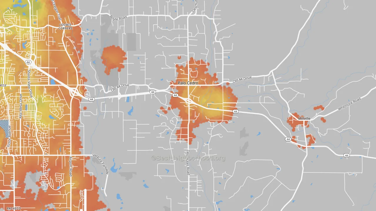 Bike Grade map of Palo Cedro, CA