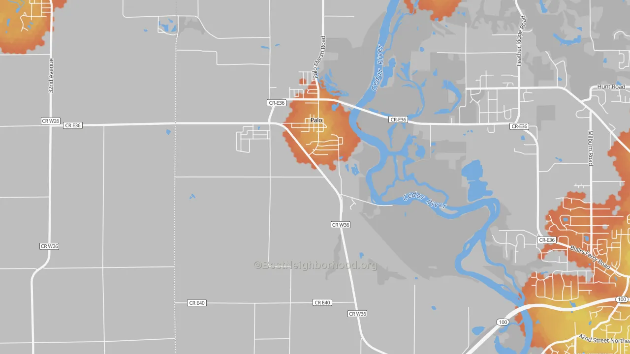 Bike Grade map of Palo, IA
