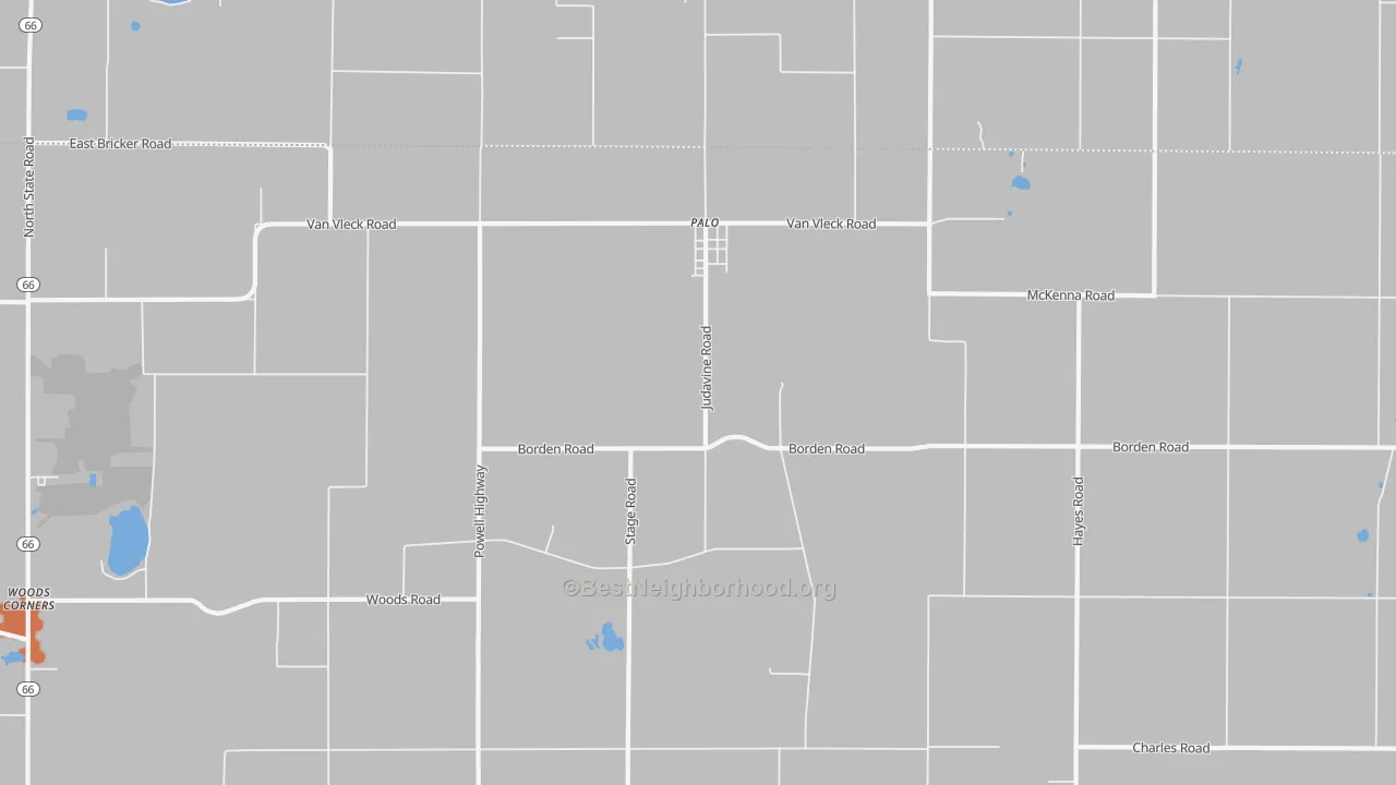 Bike Grade map of Palo, MI