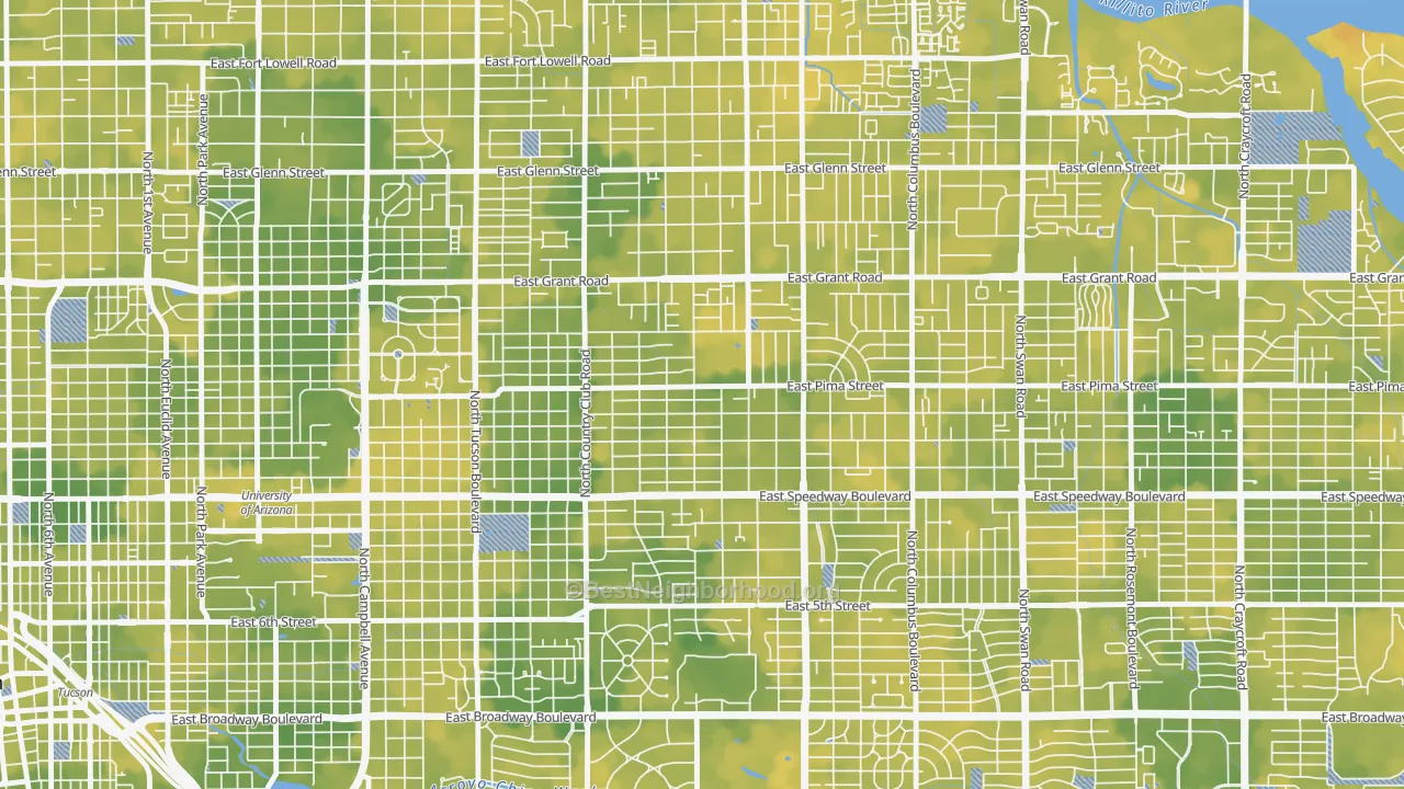 Bike Grade map of Palo Verde, Tucson, AZ