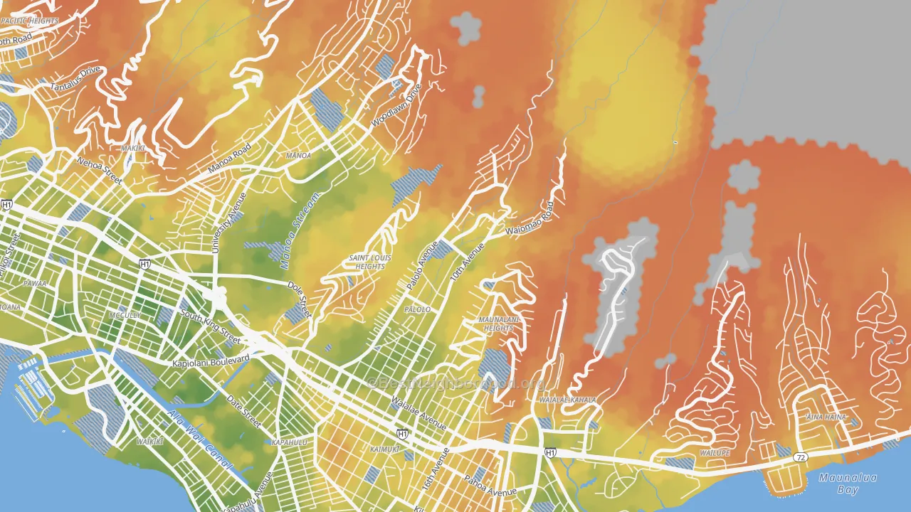 Bike Grade map of Palolo, Honolulu, HI