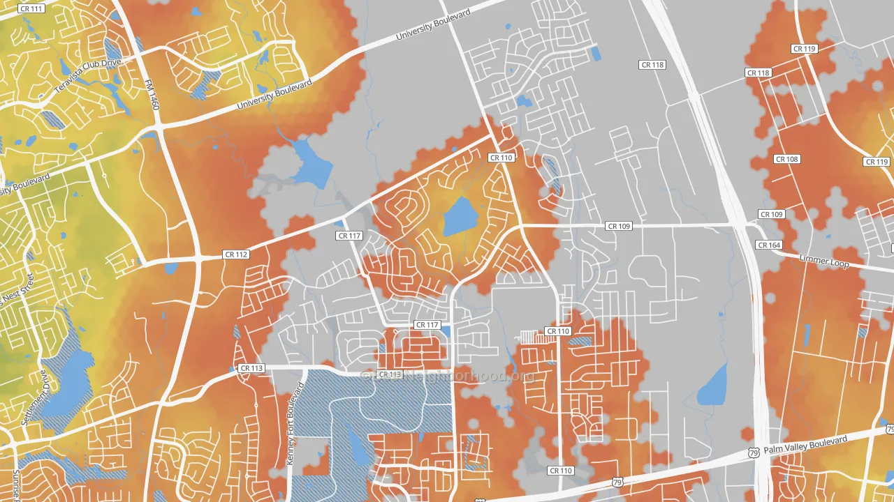 Bike Grade map of Paloma Lake, Round Rock, TX