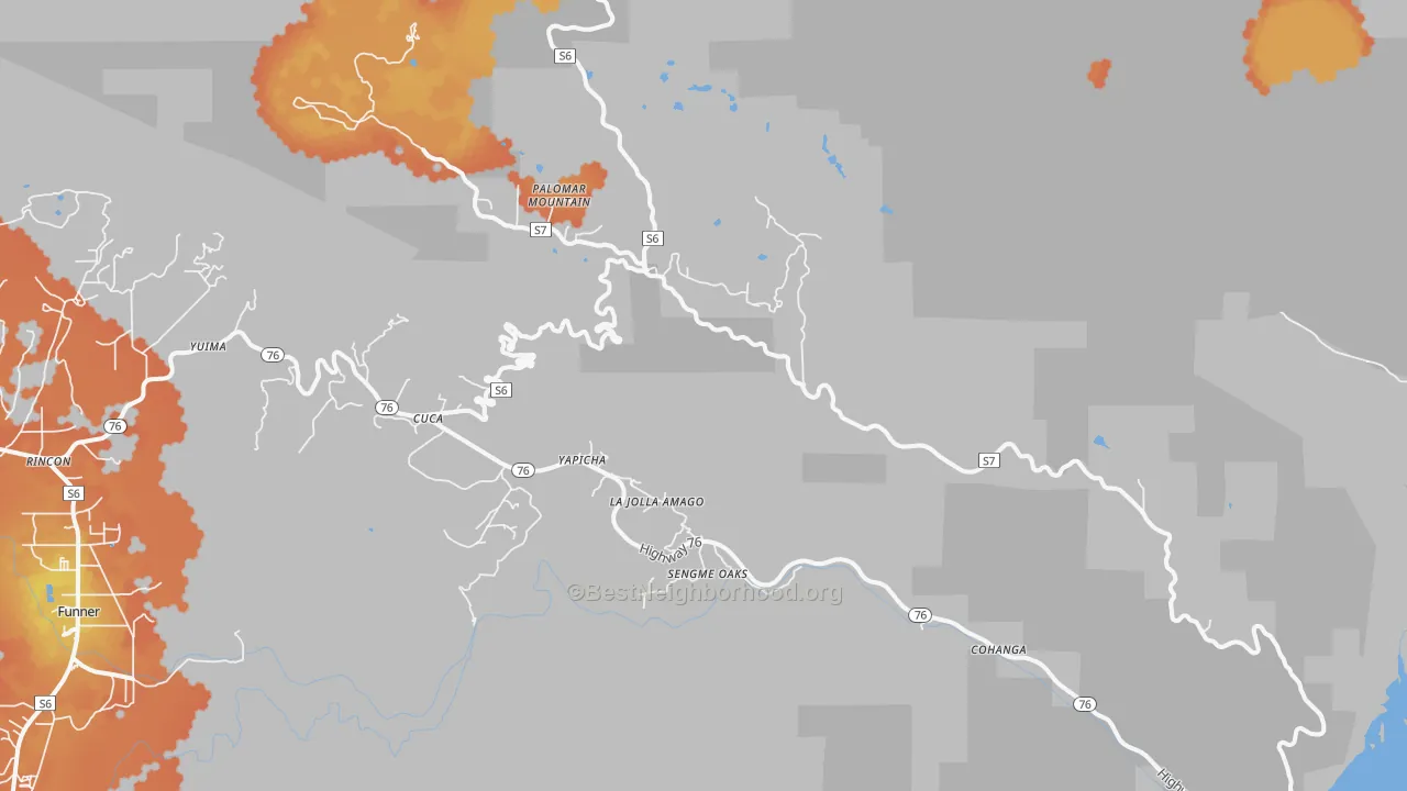 Bike Grade map of Palomar Mountain, CA