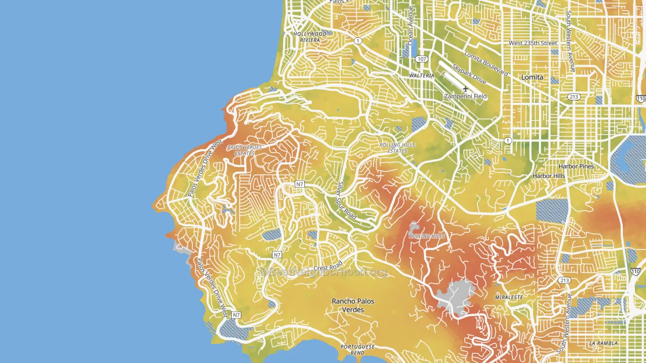 Bike Grade map of Palos Verdes Peninsula, Torrance, CA