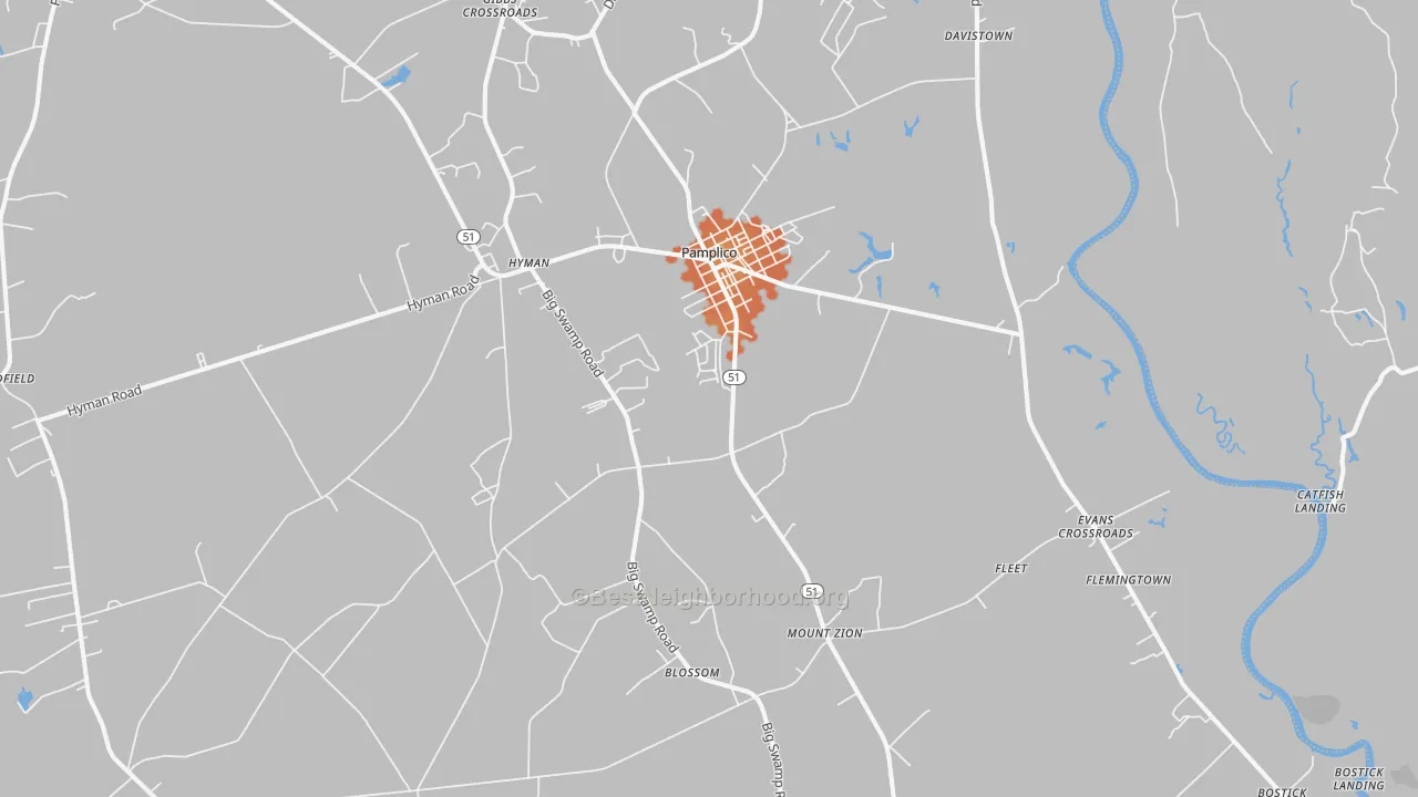 Bike Grade map of Pamplico, SC
