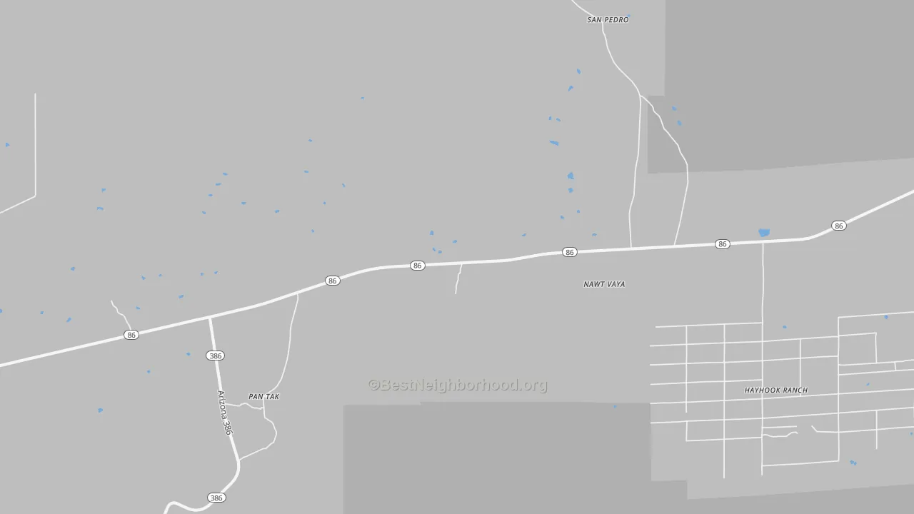 Bike Grade map of Pan Tak, AZ