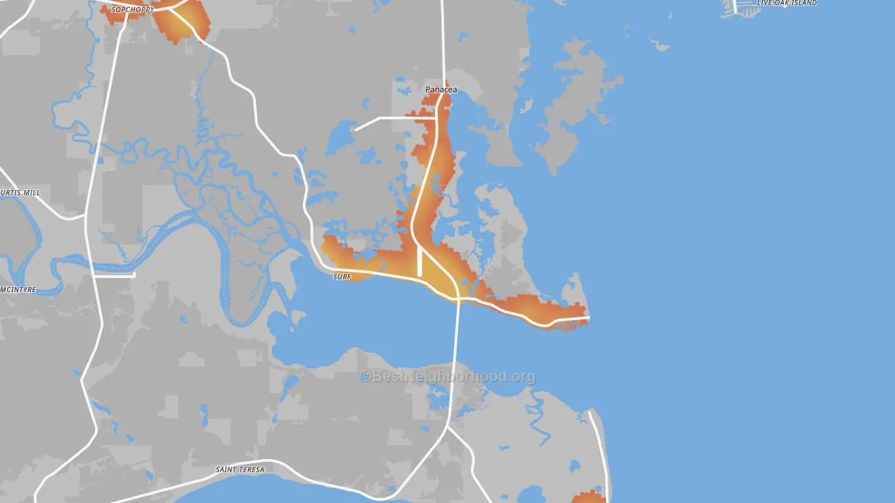 Bike Grade map of Panacea, FL