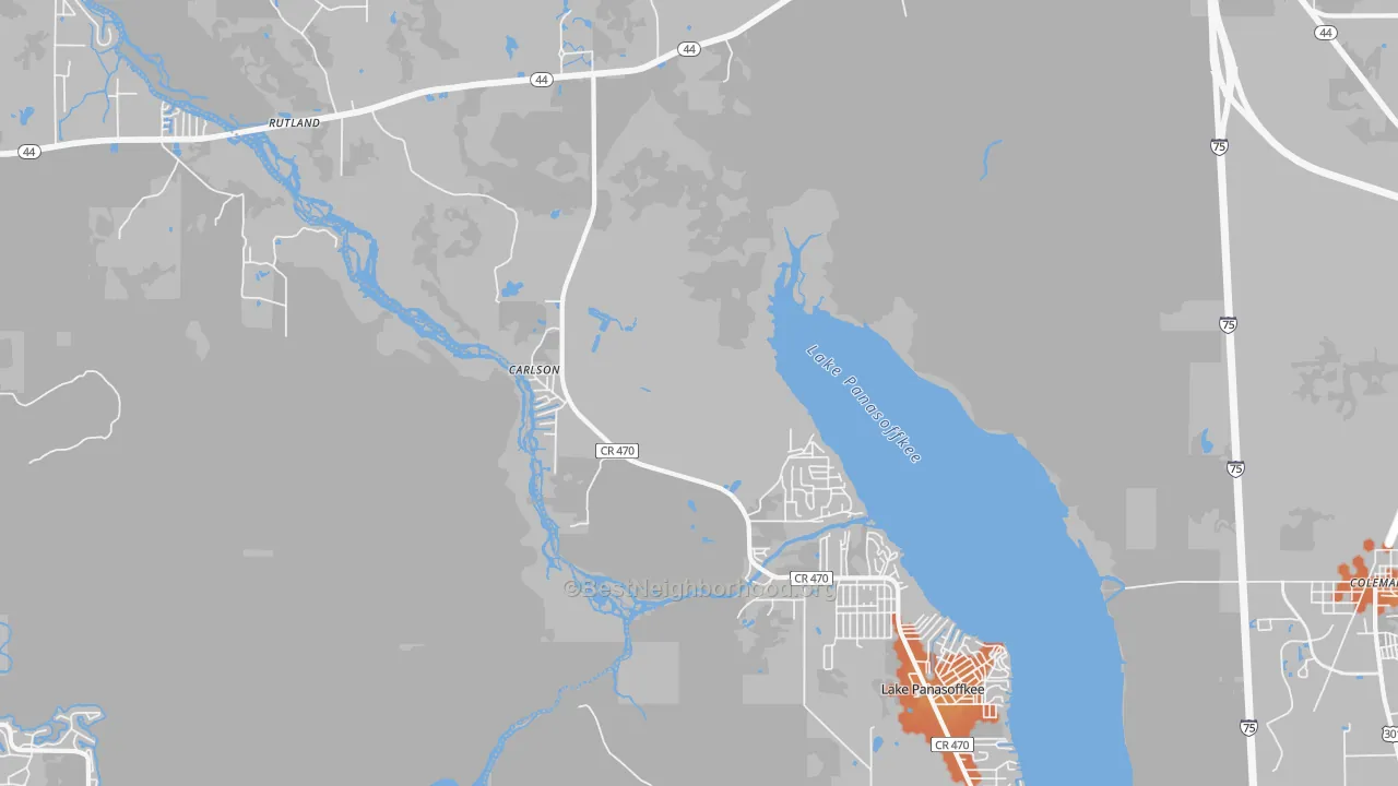 Bike Grade map of Panacoochee Retreats, FL