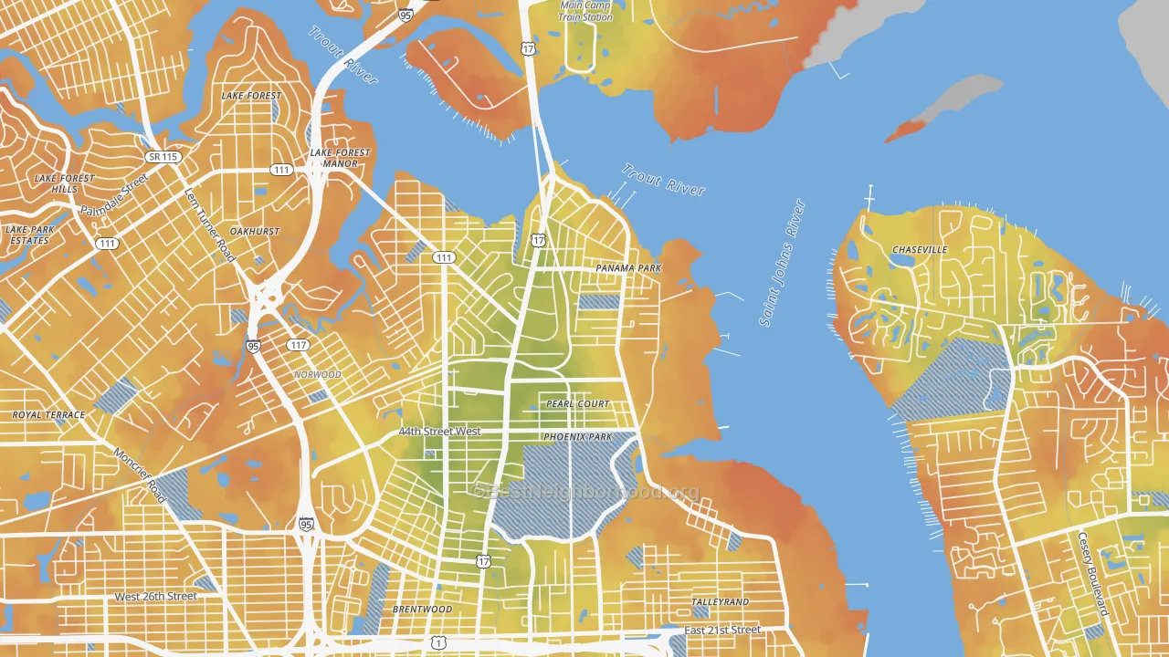 Bike Grade map of Panama Park, Jacksonville, FL