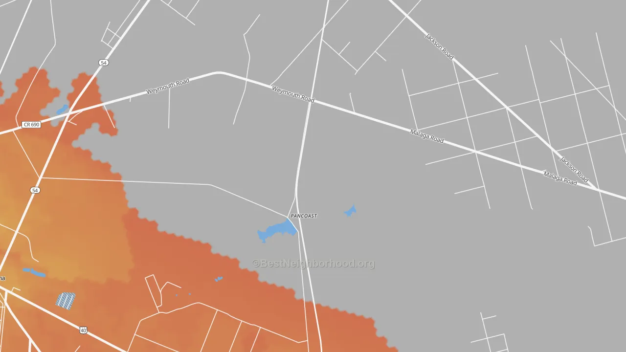Bike Grade map of Pancoast, NJ