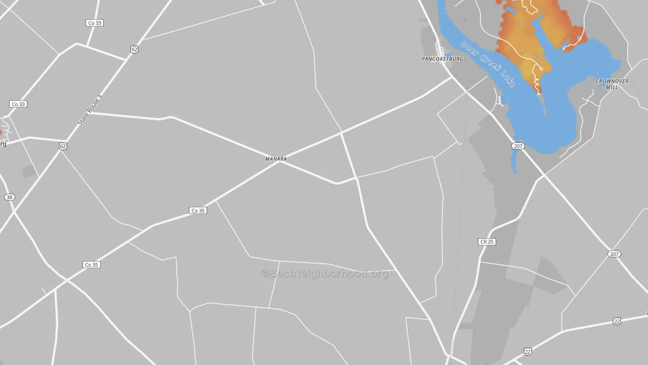 Bike Grade map of Pancoastburg, OH