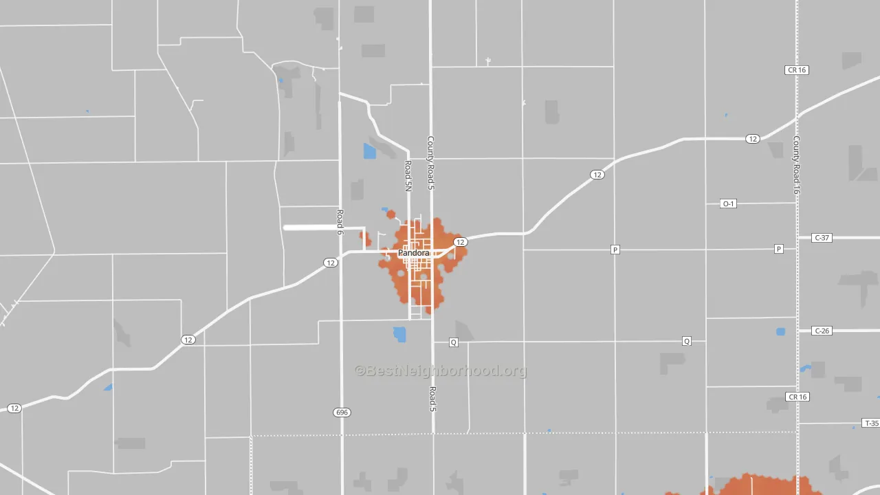 Bike Grade map of Pandora, OH