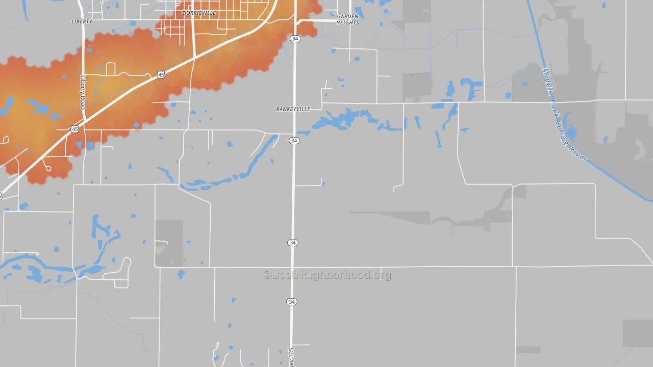 Bike Grade map of Pankeyville, IL