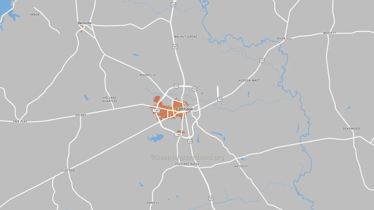 Bike Grade map of Panola County, TX