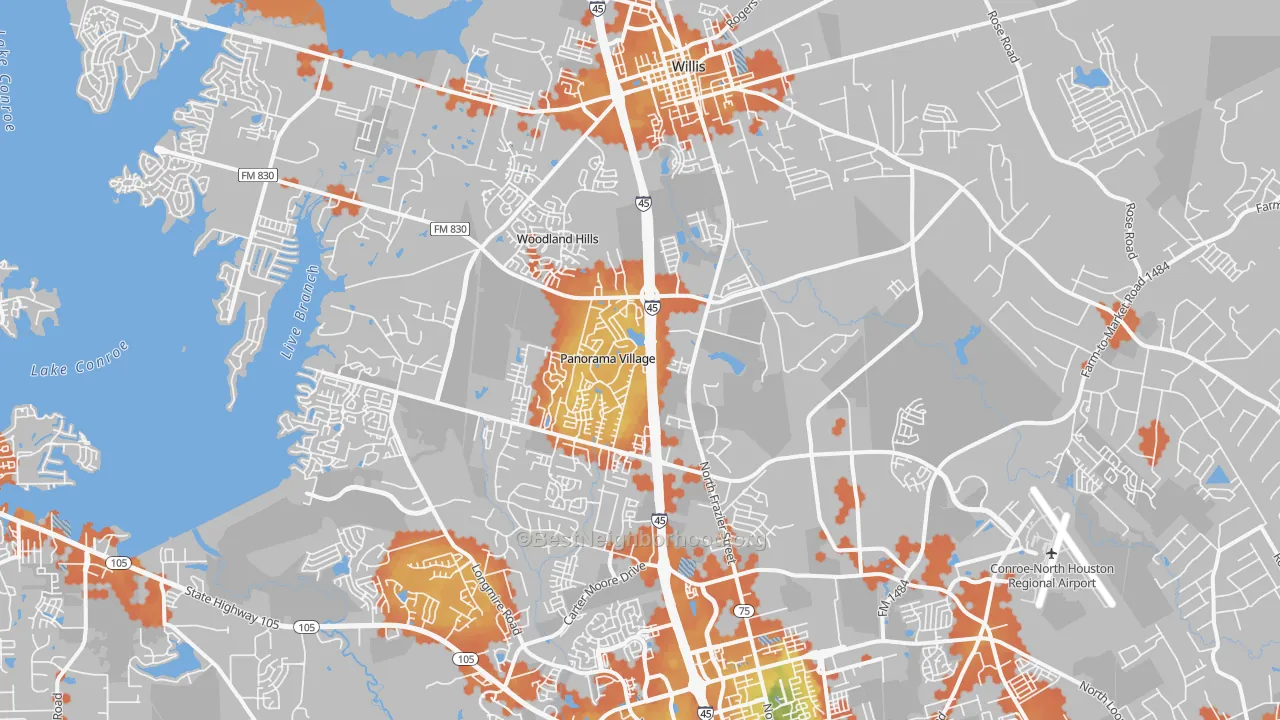 Bike Grade map of Panorama Village, TX