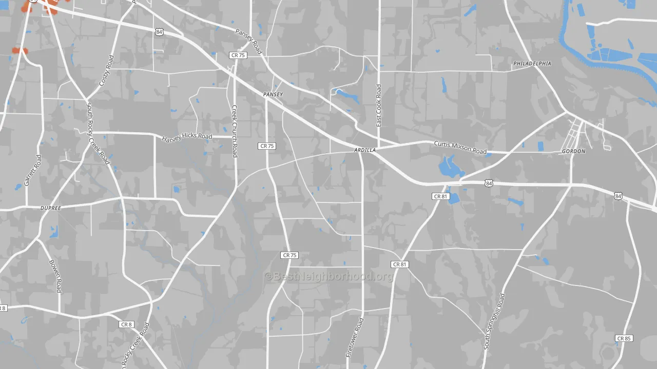 Bike Grade map of Pansey, AL