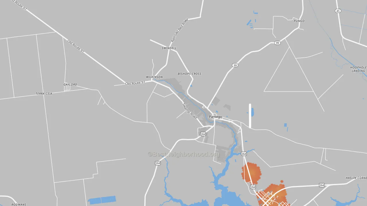 Bike Grade map of Pantego, NC
