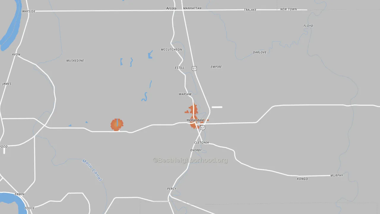 Bike Grade map of Panther Burn, MS
