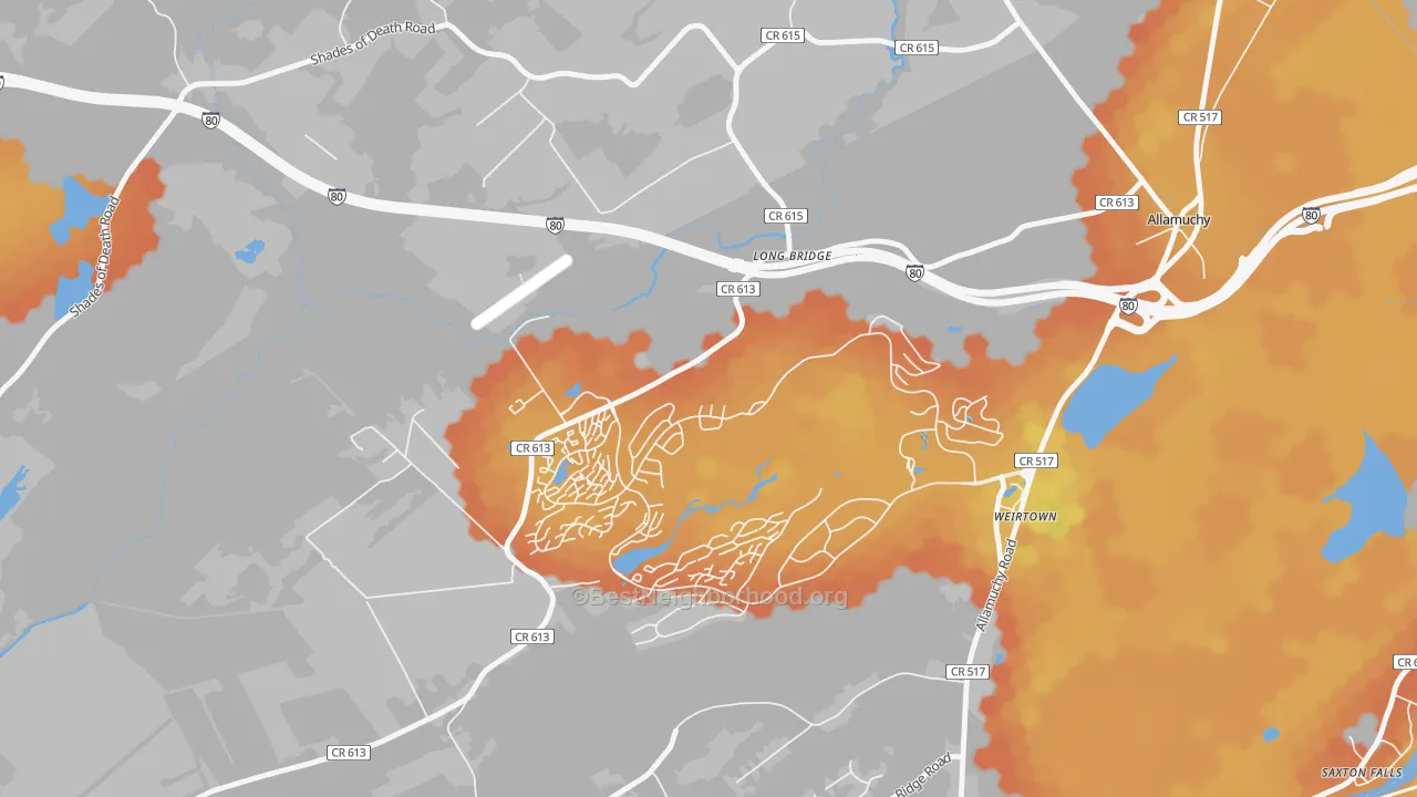 Bike Grade map of Panther Valley, NJ