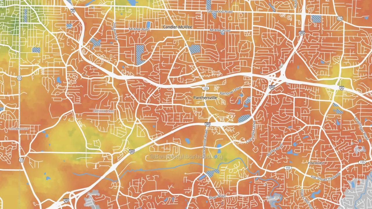 Bike Grade map of Panthersville, GA