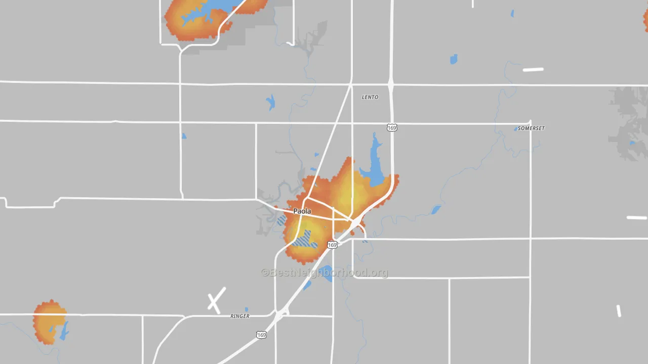 Bike Grade map of Paola, KS