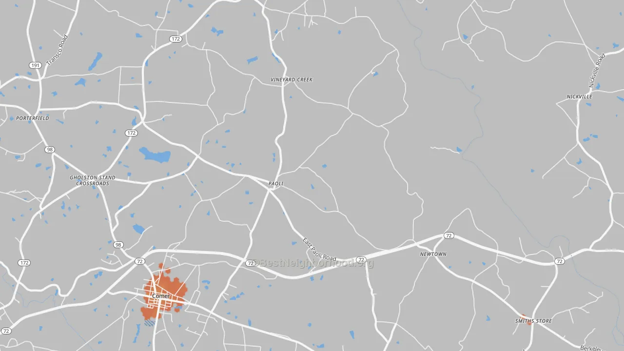 Bike Grade map of Paoli, GA