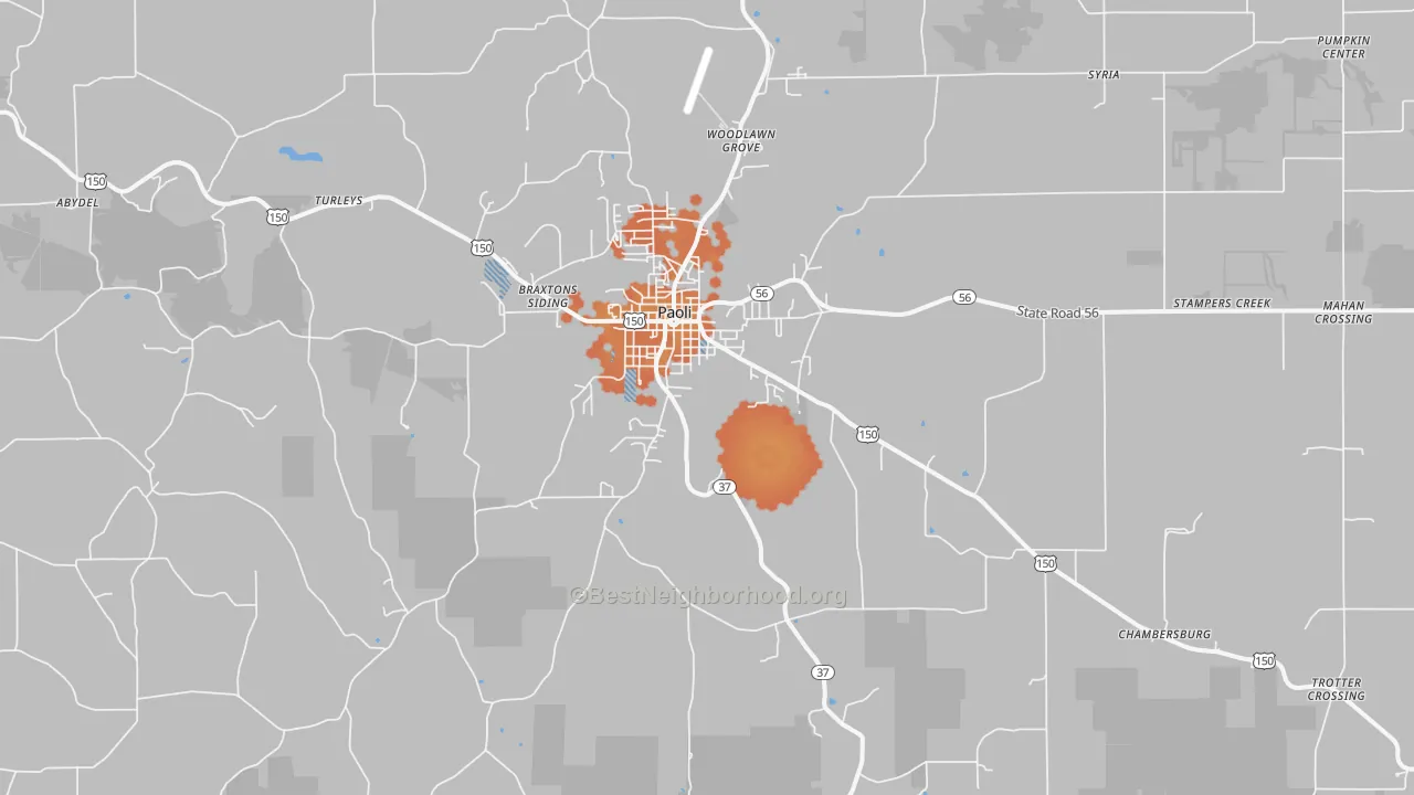 Bike Grade map of Paoli, IN