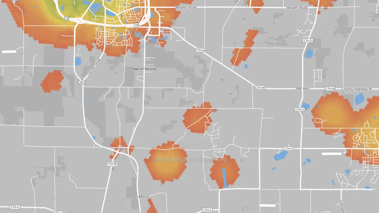 Bike Grade map of Paoli, WI