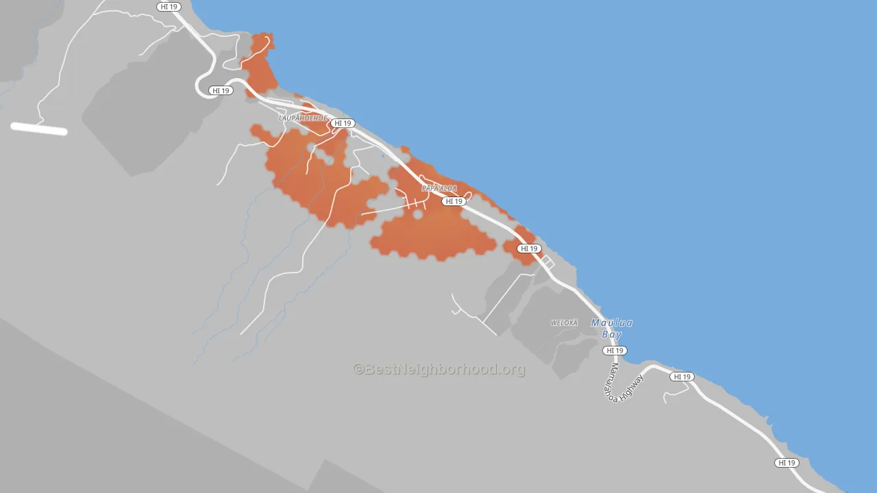 Bike Grade map of Papaaloa, HI