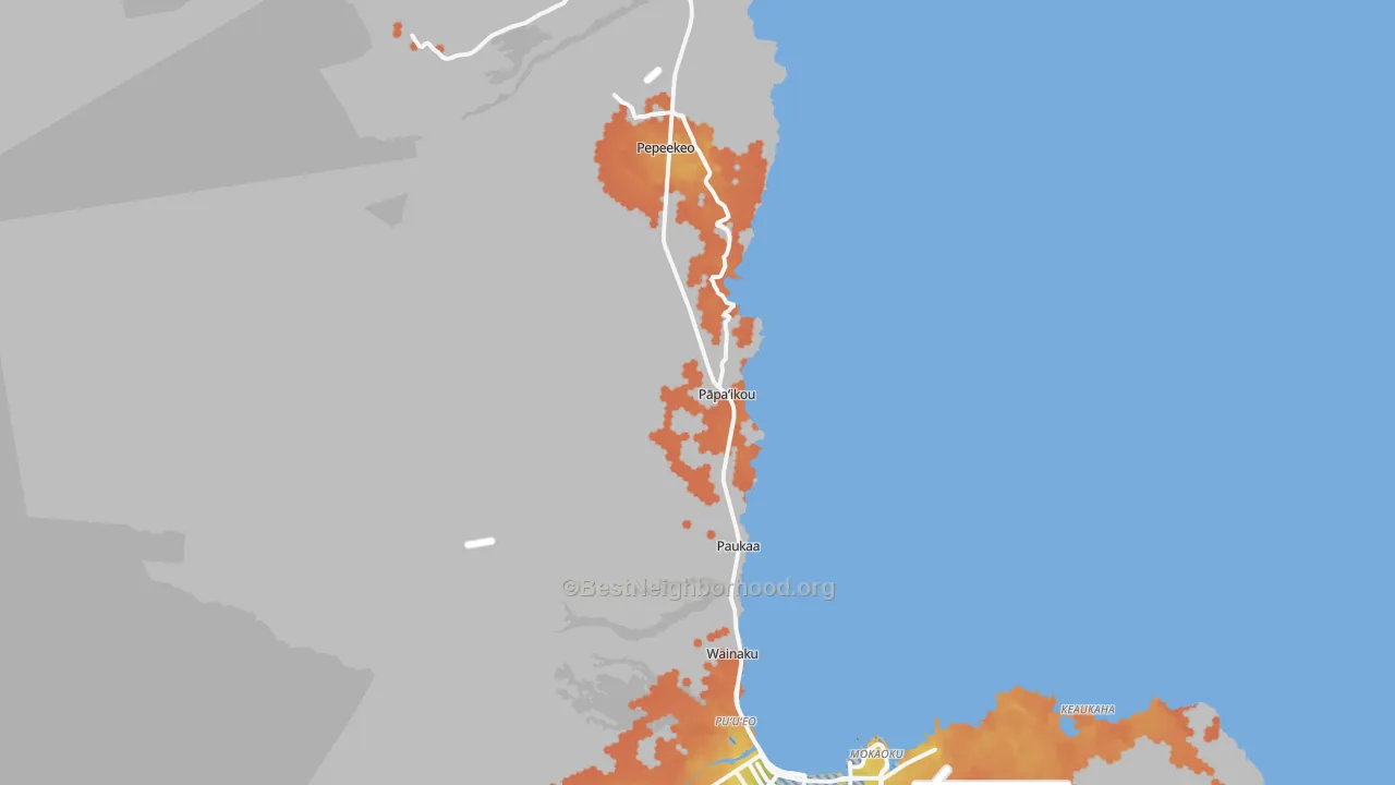 Bike Grade map of Papaikou, HI