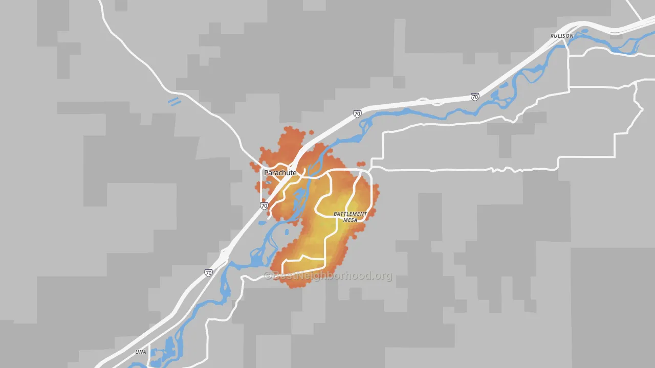 Bike Grade map of Parachute, CO