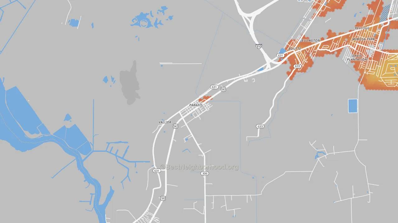 Bike Grade map of Paradis, LA
