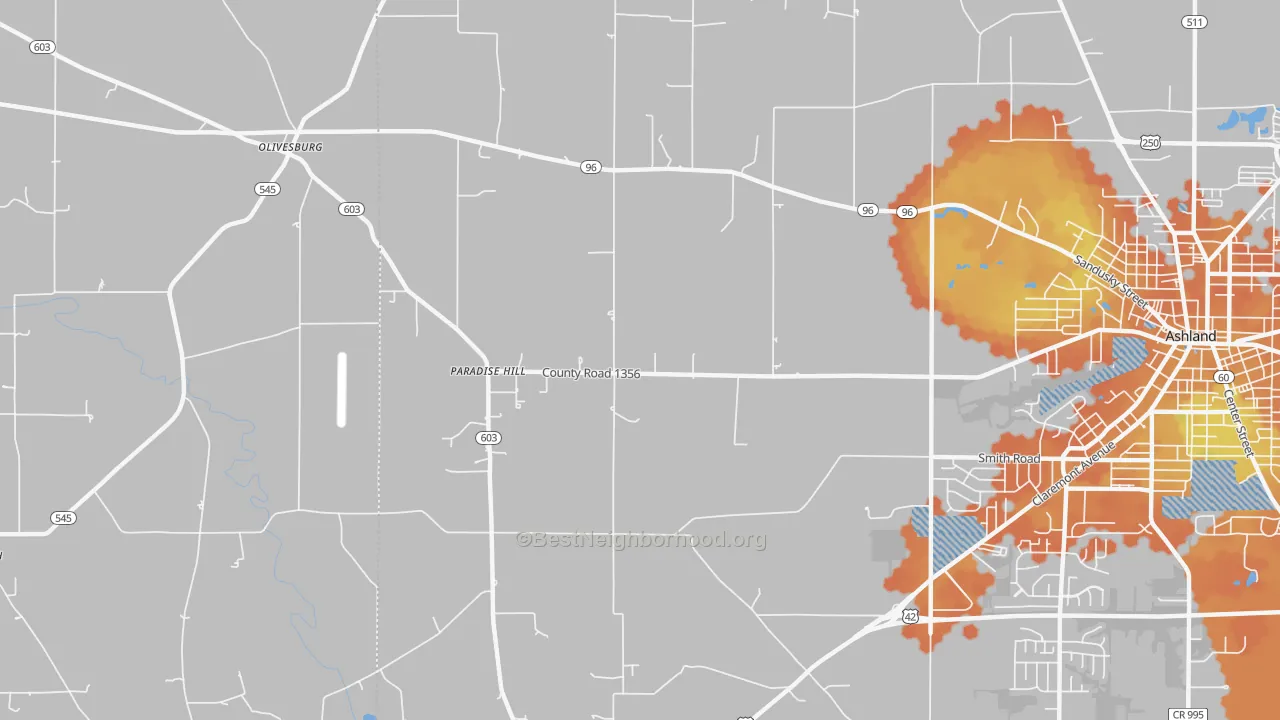 Bike Grade map of Paradise Hill, OH