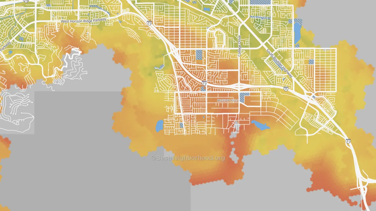 Bike Grade map of Paradise Hills, Henderson, NV