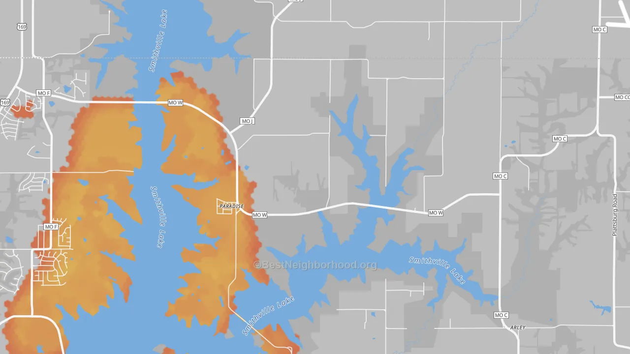 Bike Grade map of Paradise, MO