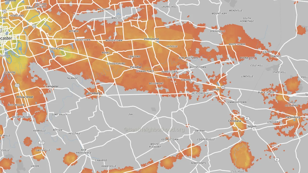 Bike Grade map of Paradise, PA