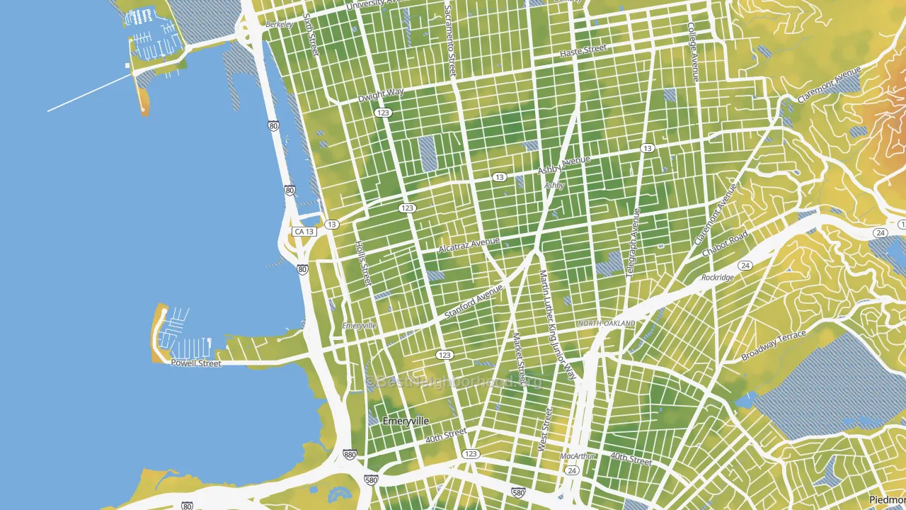 Bike Grade map of Paradise Park, Emeryville, CA