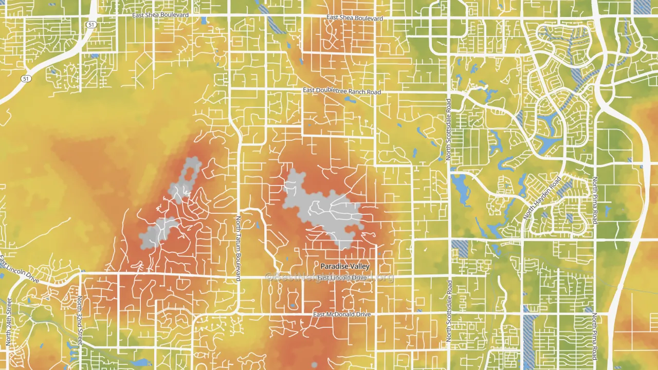 Bike Grade map of Paradise Valley, AZ