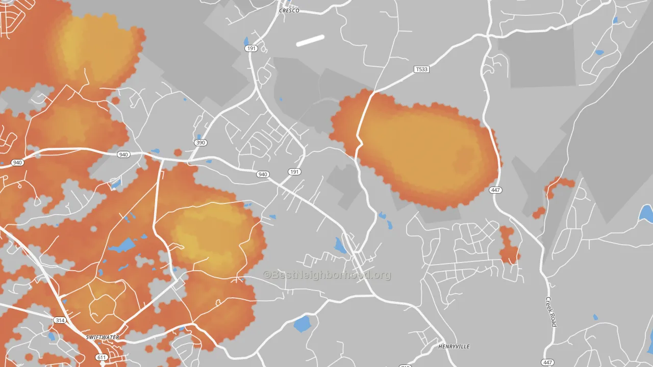 Bike Grade map of Paradise Valley, PA