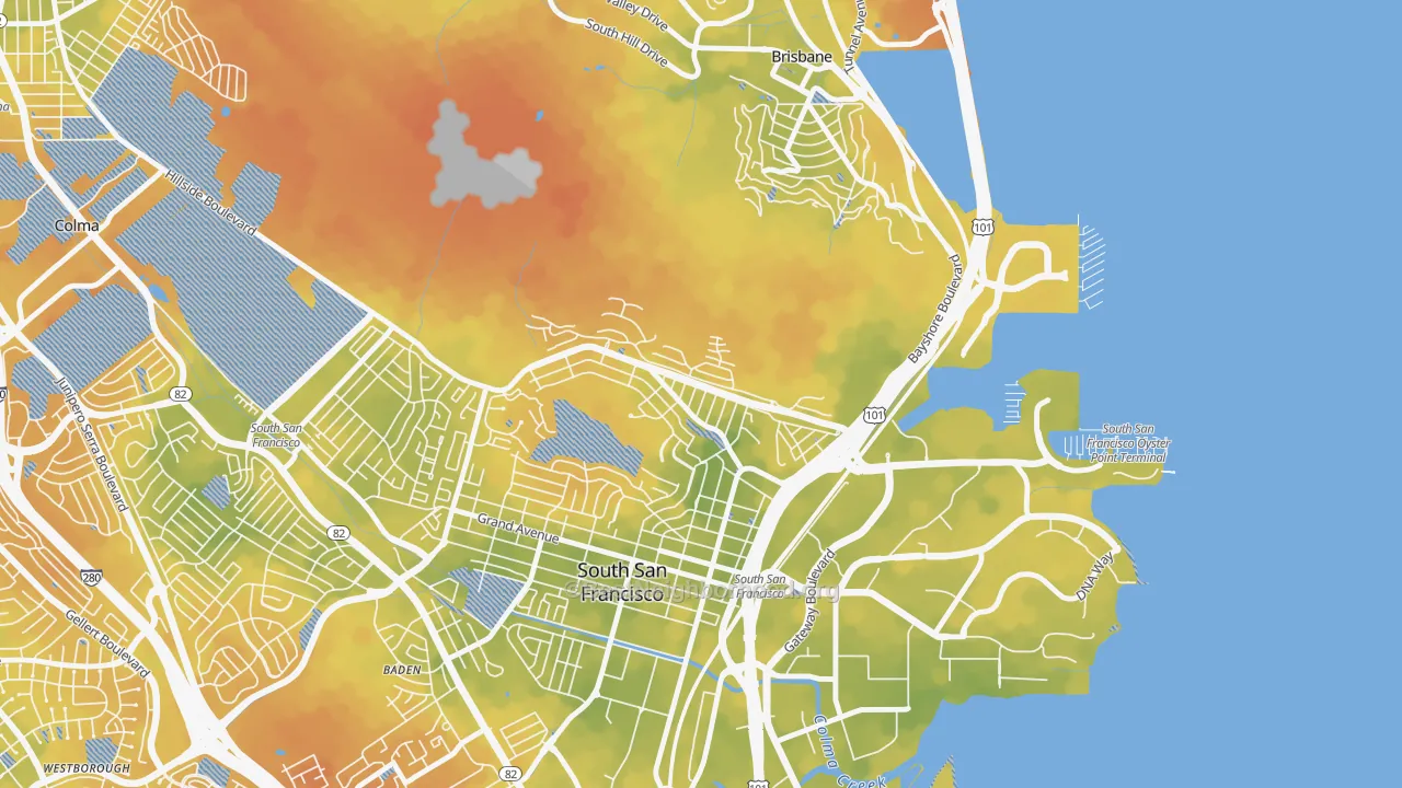 Bike Grade map of Paradise Valley, South San Francisco, CA