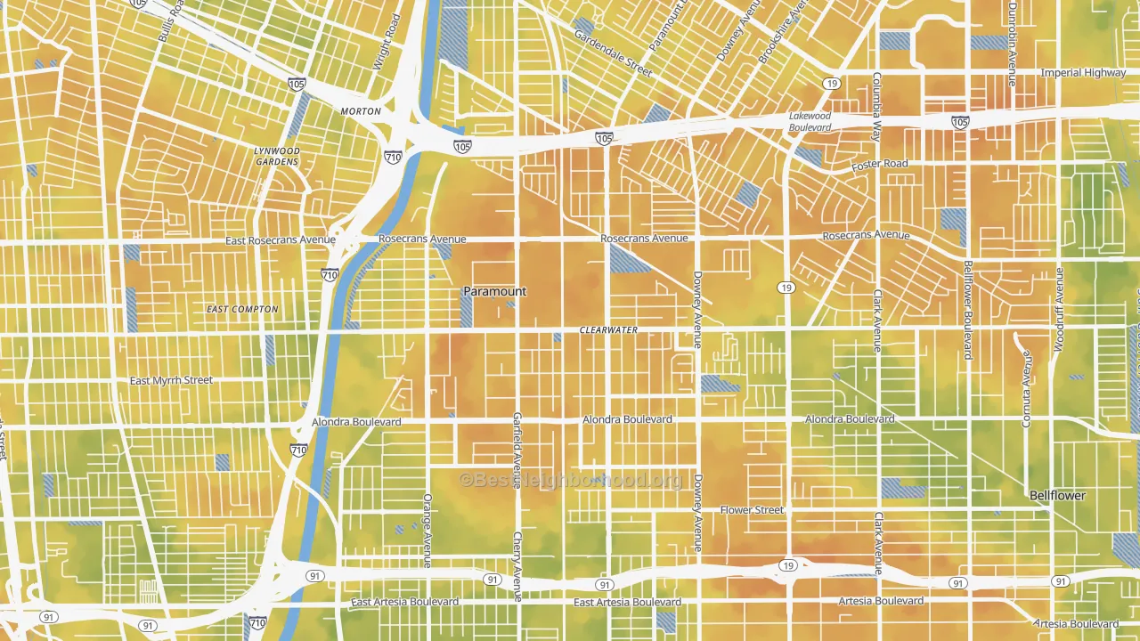 Bike Grade map of Paramount, CA